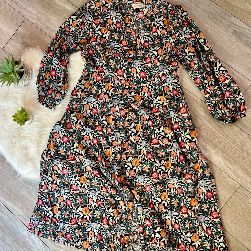 Universal Thread | Floral Button Up Peasant Sleev… - image 1